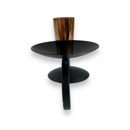 Black & Copper Metal Swirl Candlestick Holder