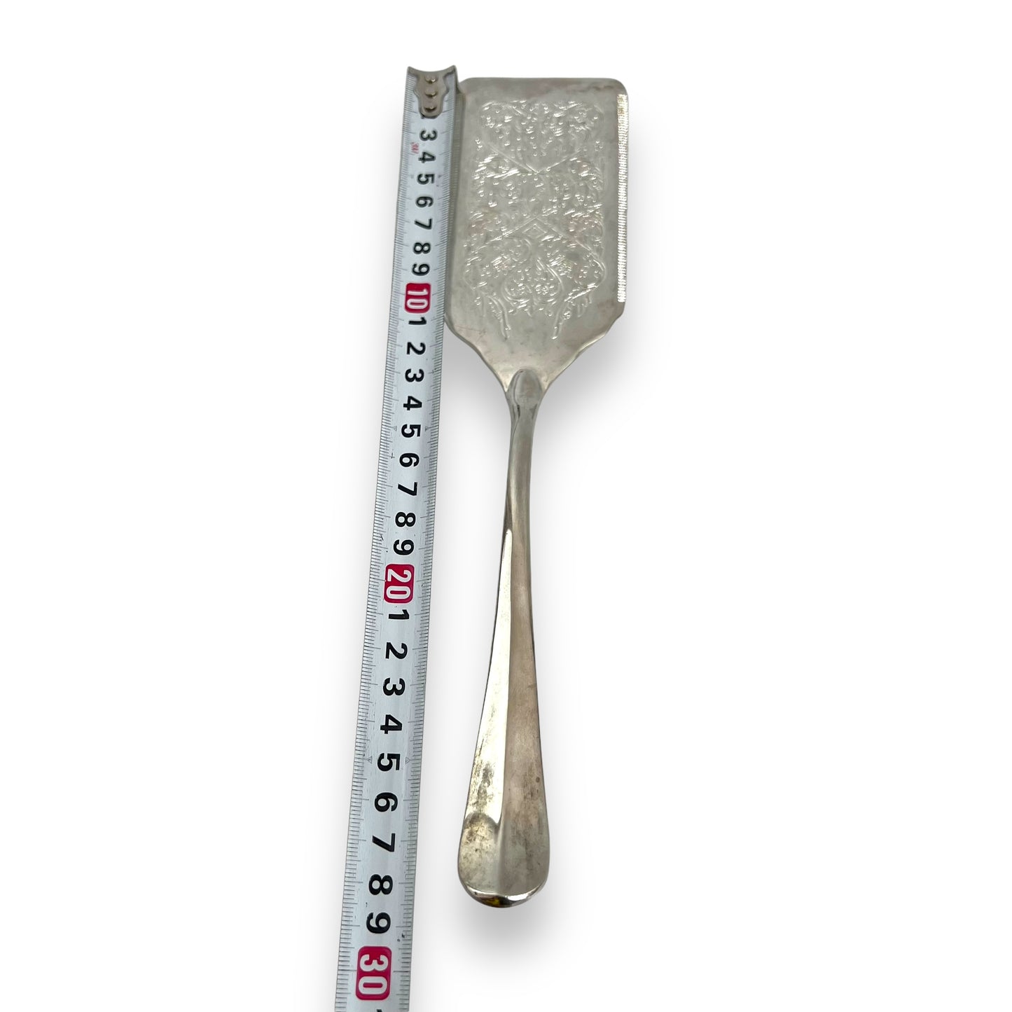 Silver ornate rectangle shape pie / flat spatula serving utensil