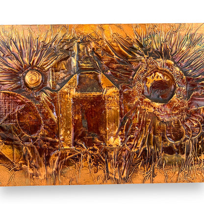 Copper brutalist pressed metal artwork“ the power” 1971