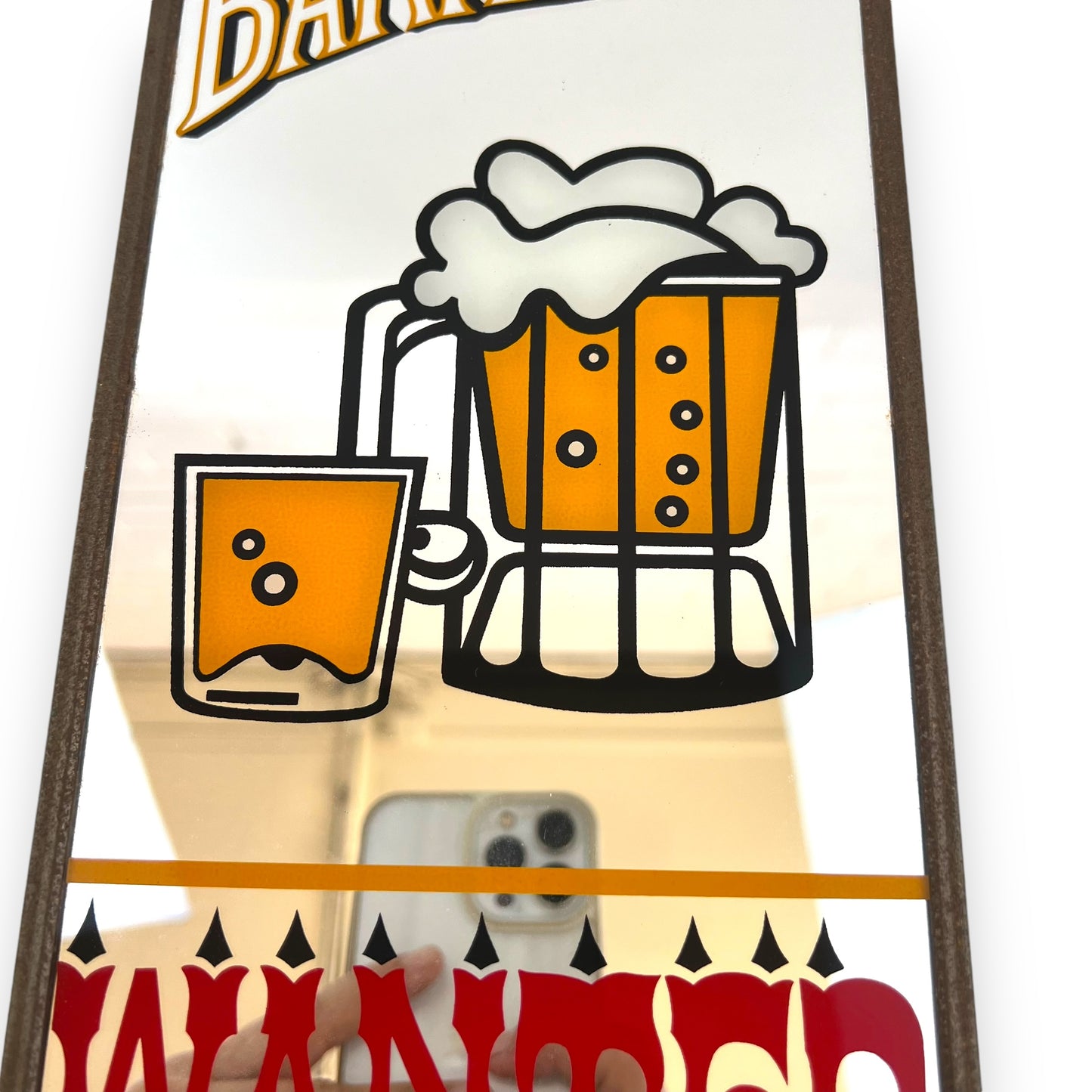 Honest Bartender Wanted Glass Mirror Framed Bar Sign