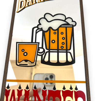 Honest Bartender Wanted Glass Mirror Framed Bar Sign