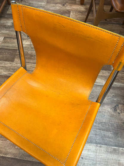 W.D. Wallace Orange Leather Cantilever Chair c.1969