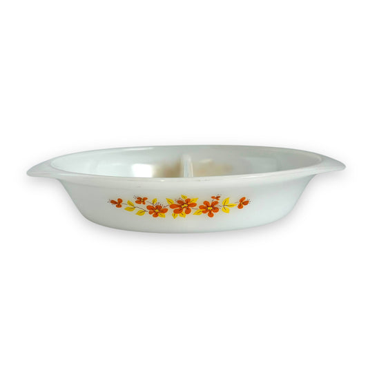 Crown Pyrex Two-Part Serving Dish - Floral Design