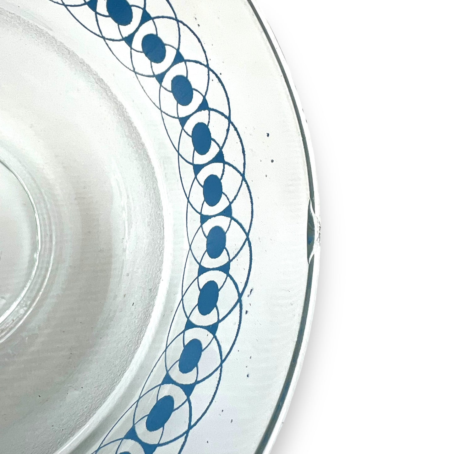 Blue circle patterned clear glass mixing bowl