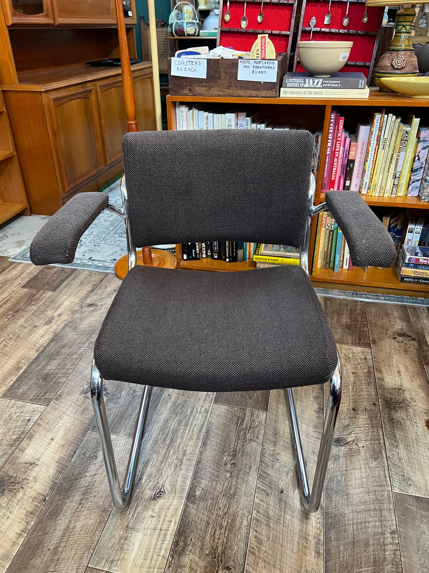 Devling Chrome Cantilever Armchair | Mid Century Modern Office Chair