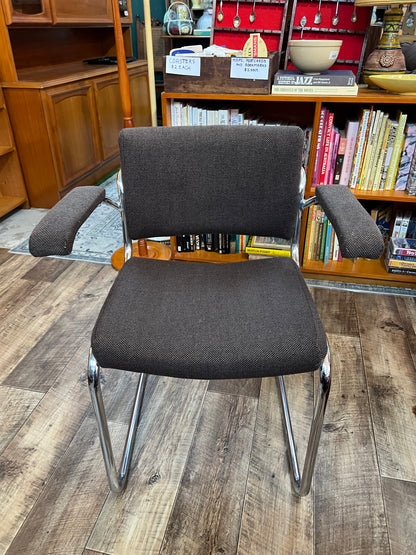 Devling Chrome Cantilever Armchair | Mid Century Modern Office Chair