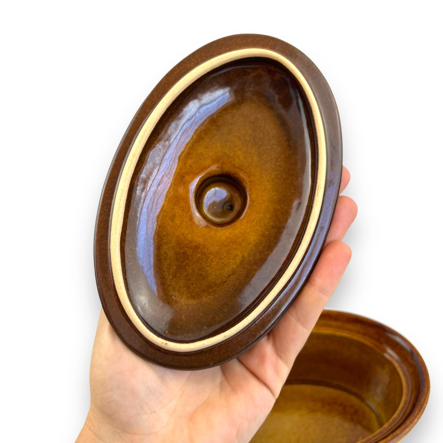 Brown Oval Baking Dish with Lid