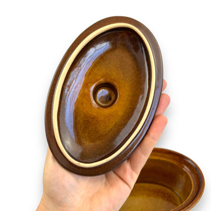 Brown Oval Baking Dish with Lid