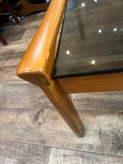 Tessa T21 Coffee Table | Mid Century Smoked Glass & Timber Coffee Table