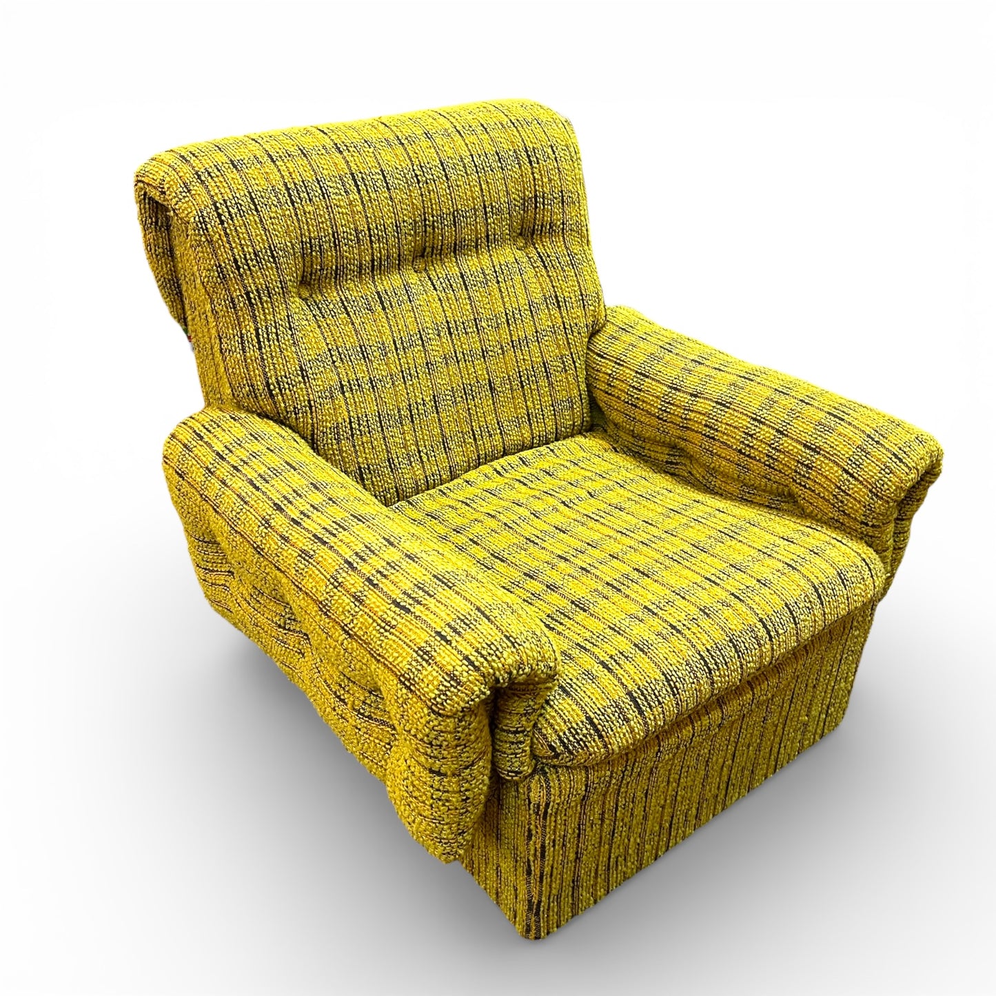 1970s Mustard Yellow Textured Fabric Armchair