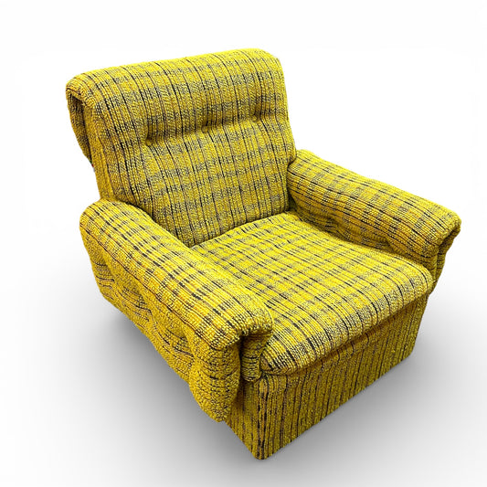 1970s Mustard Yellow Textured Fabric Armchair