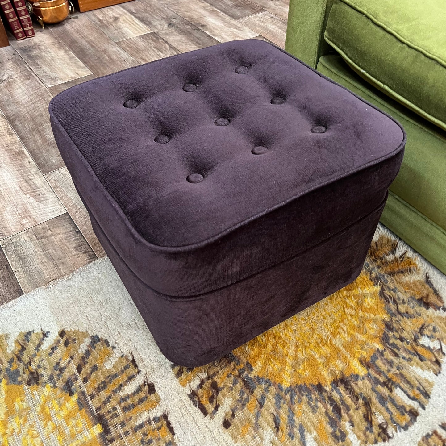 Brown Plum Velvet Footstool / Ottoman