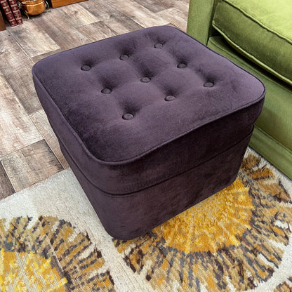 Brown Plum Velvet Footstool / Ottoman