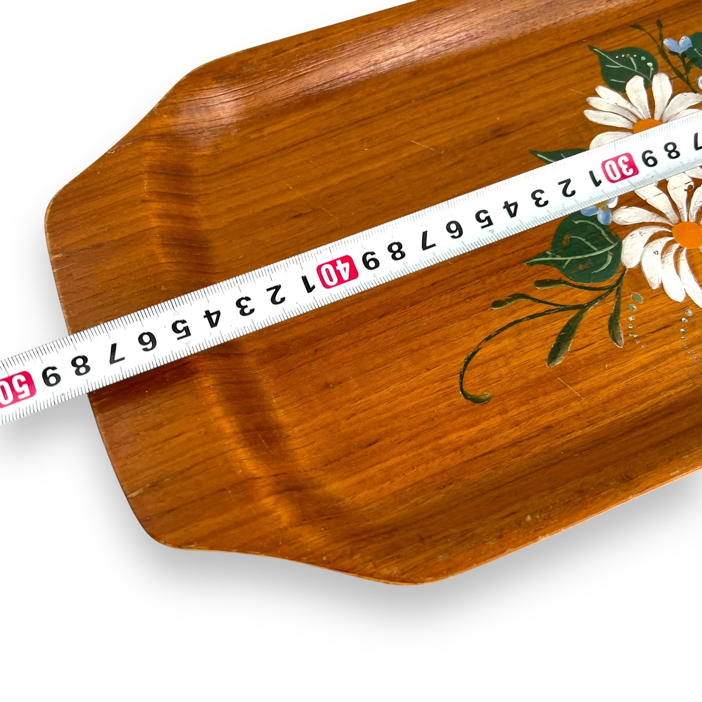 Wood platter with flowers