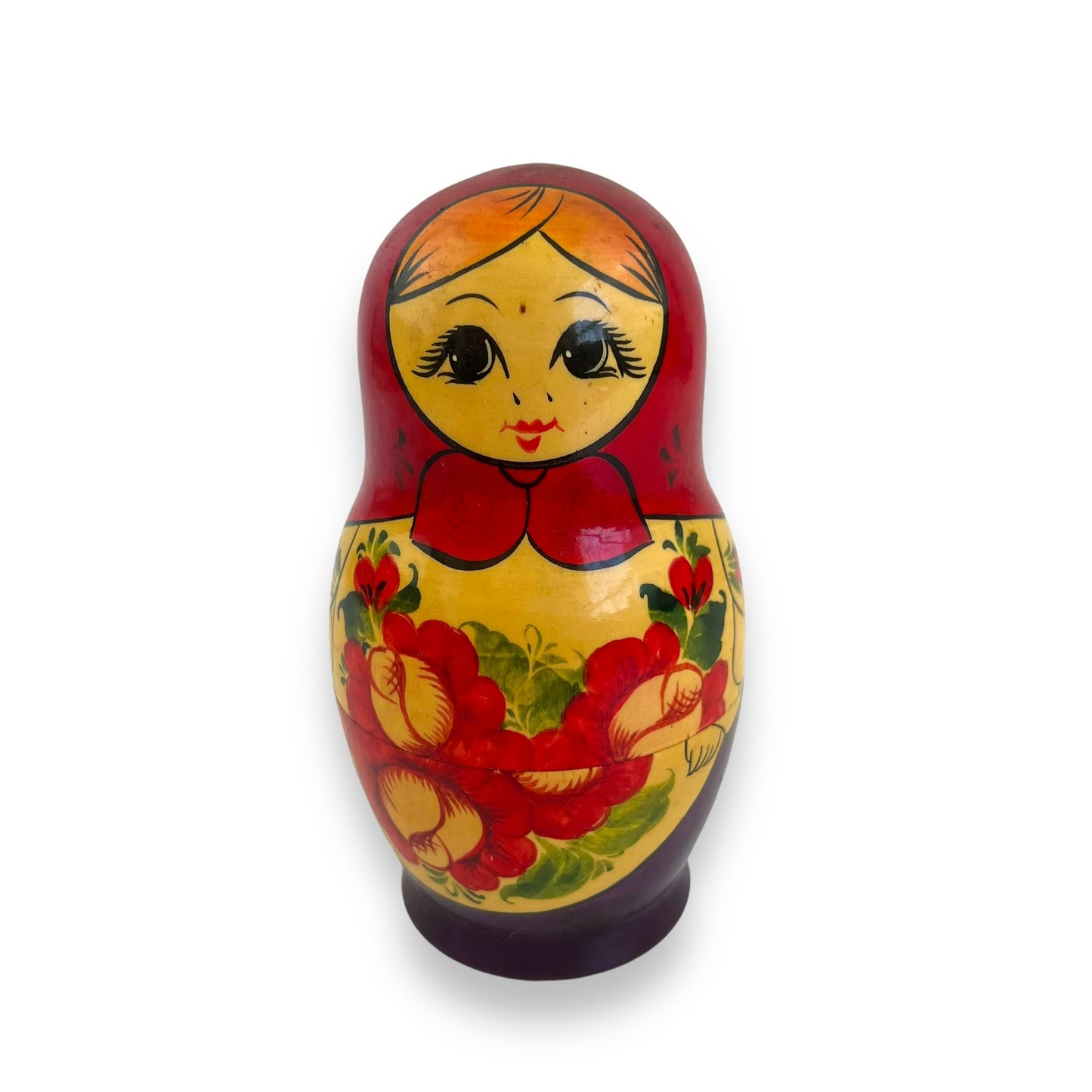 Russian Matryoshka Nesting Dolls Set of 7 - Red and Gold Floral Hand-Painted Design