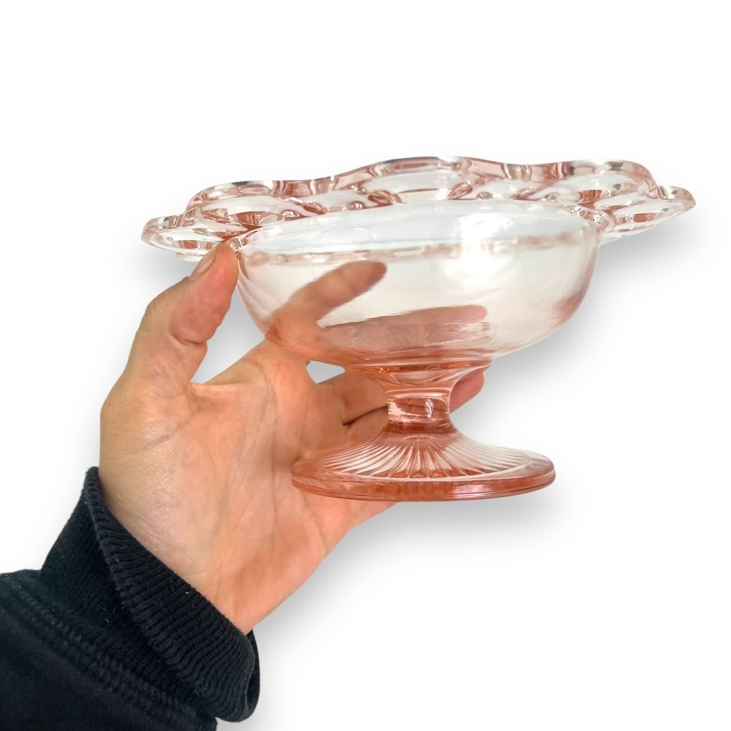 Old Colony Open Lace Edge Pink Depression Glass Bowl
