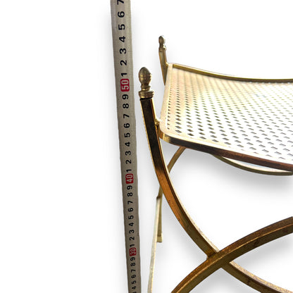 Hollywood Regency Vanity Stool – Mid Century Modern Metal Bench