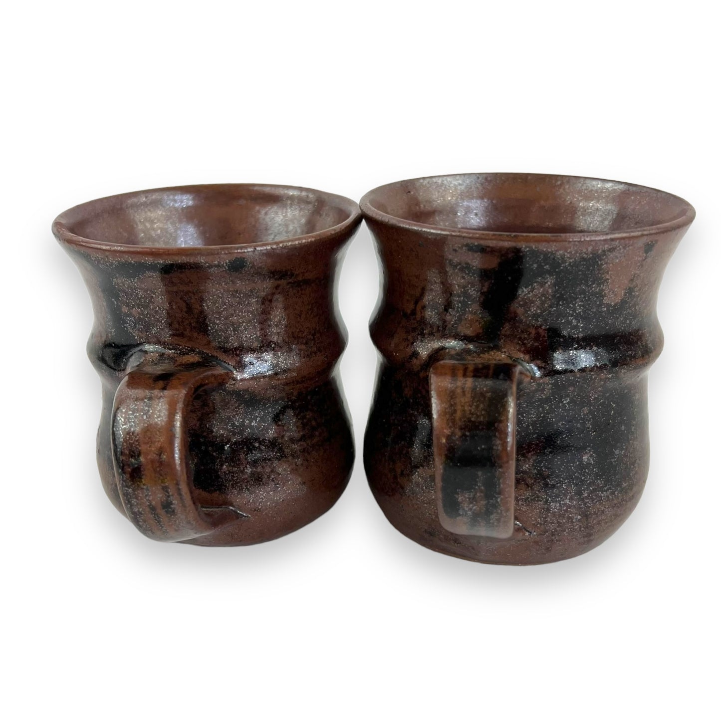Brown Pottery Mug x2