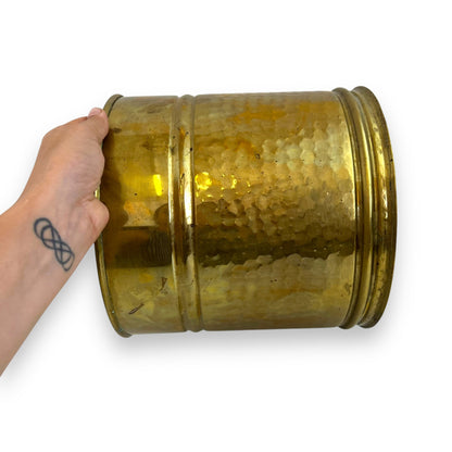 Hammered brass plant pot