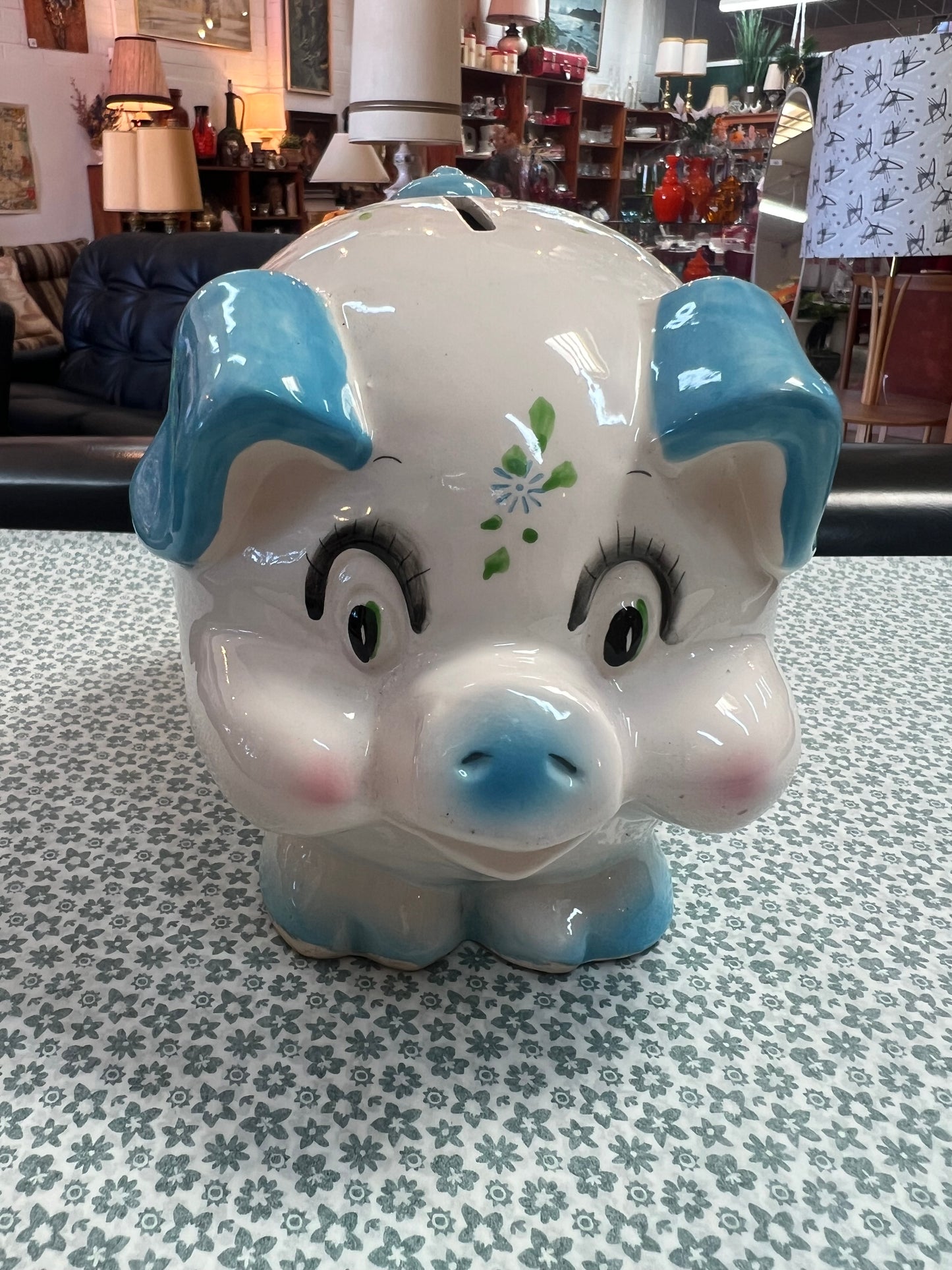 Blue & White Pig Money Box