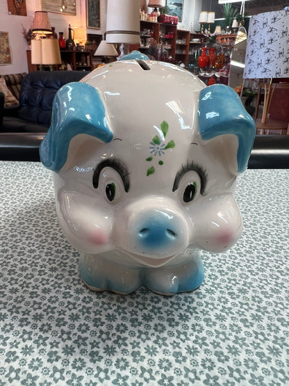 Blue & White Pig Money Box