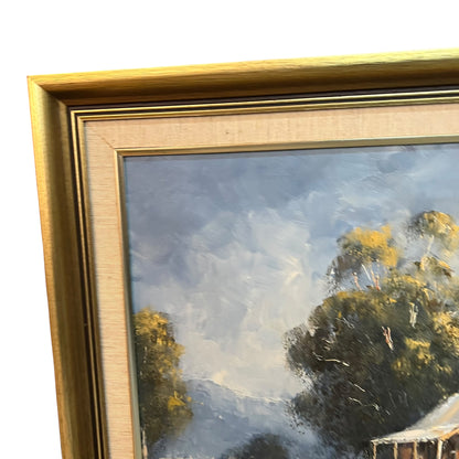 “Old House at Kersbrook” by Charles Bock – Framed Vintage Australian Landscape Painting