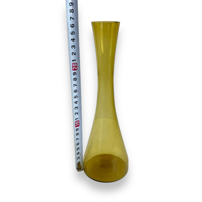 Yellow tall glass vase