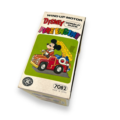 Disney Wind-Up Donald Duck Fire Engine Toy - Original Box - Collectible Japan Toy