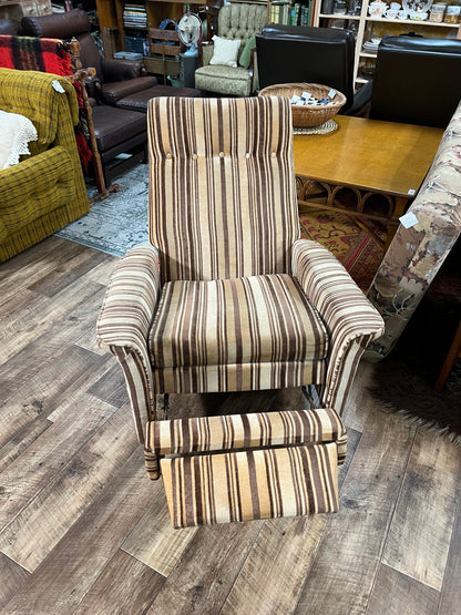 Striped Recliner Armchair with Footrest