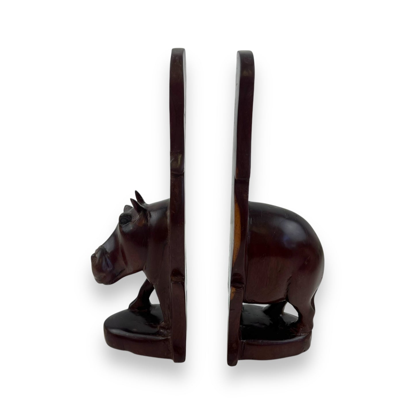 Wooden Hippo Bookends