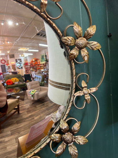 Gold Metal Floral & Vine Convex Wall Mirror – Hollywood Regency
