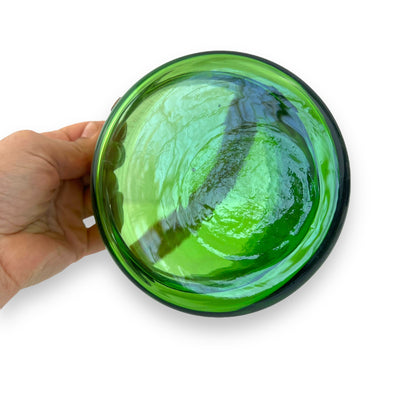Green Glass Ice Bucket with Leather Lionhead Strap