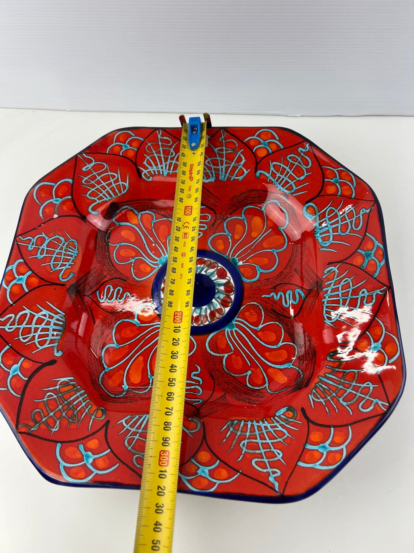 Hand-Painted Red Patterned Art Ceramic Wall Plate
