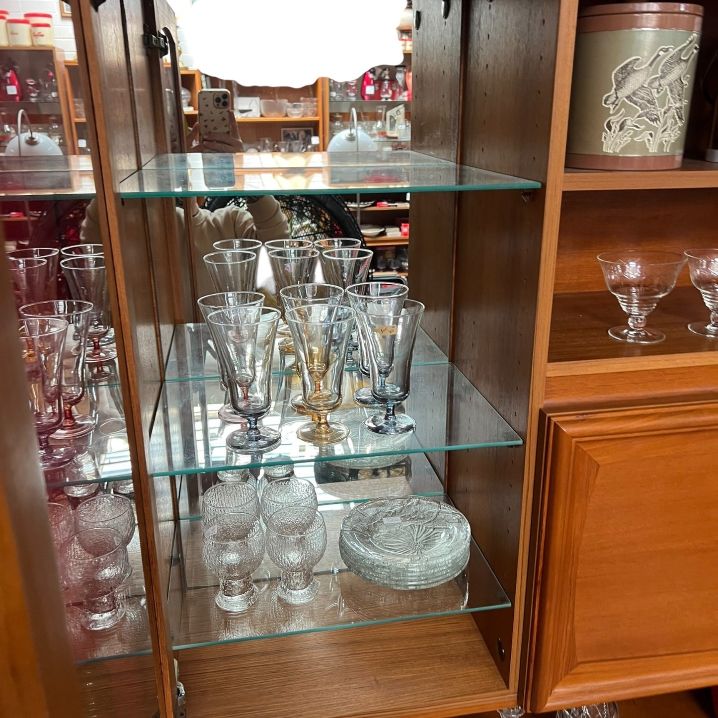 Burgess Teak Pull Down Bar Display Cabinet