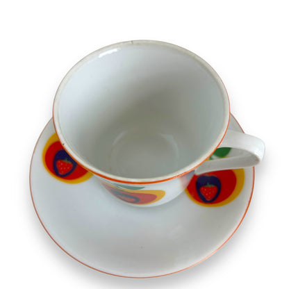 Strawberry & Apple design teacup set of 2