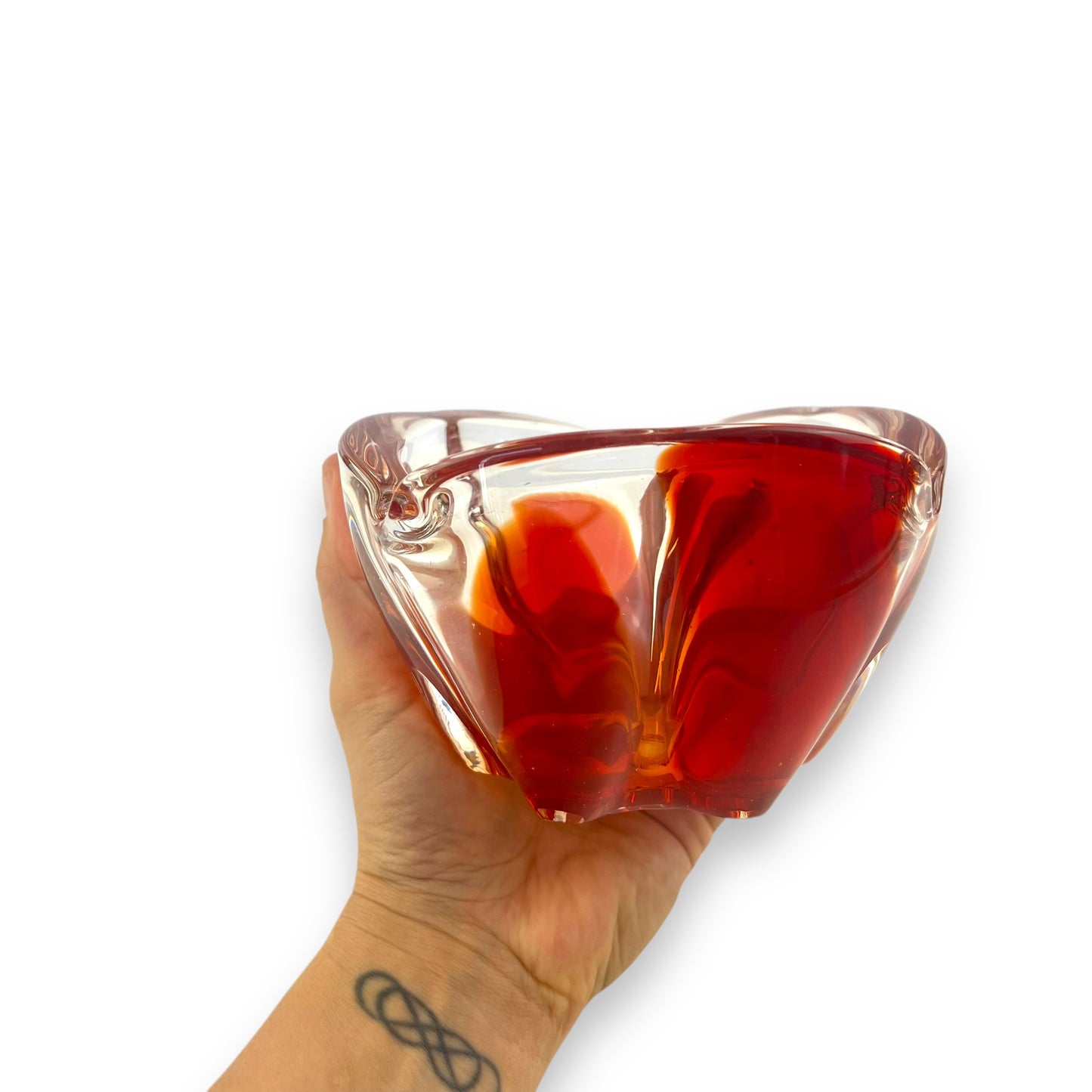 Red and clear Art Glass dish
