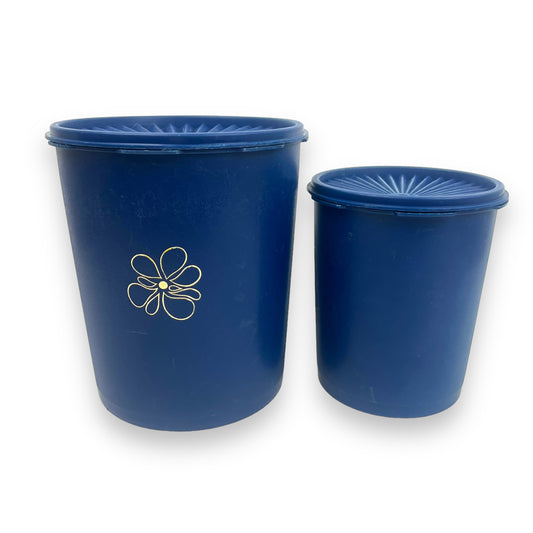 Retro Blue Tupperware Storage Container set of 2