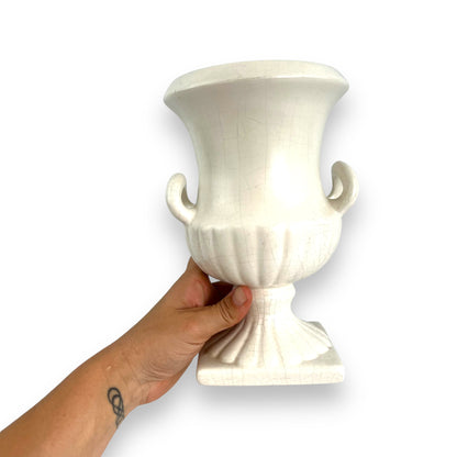White ceramic urn shape vase (Crazing)