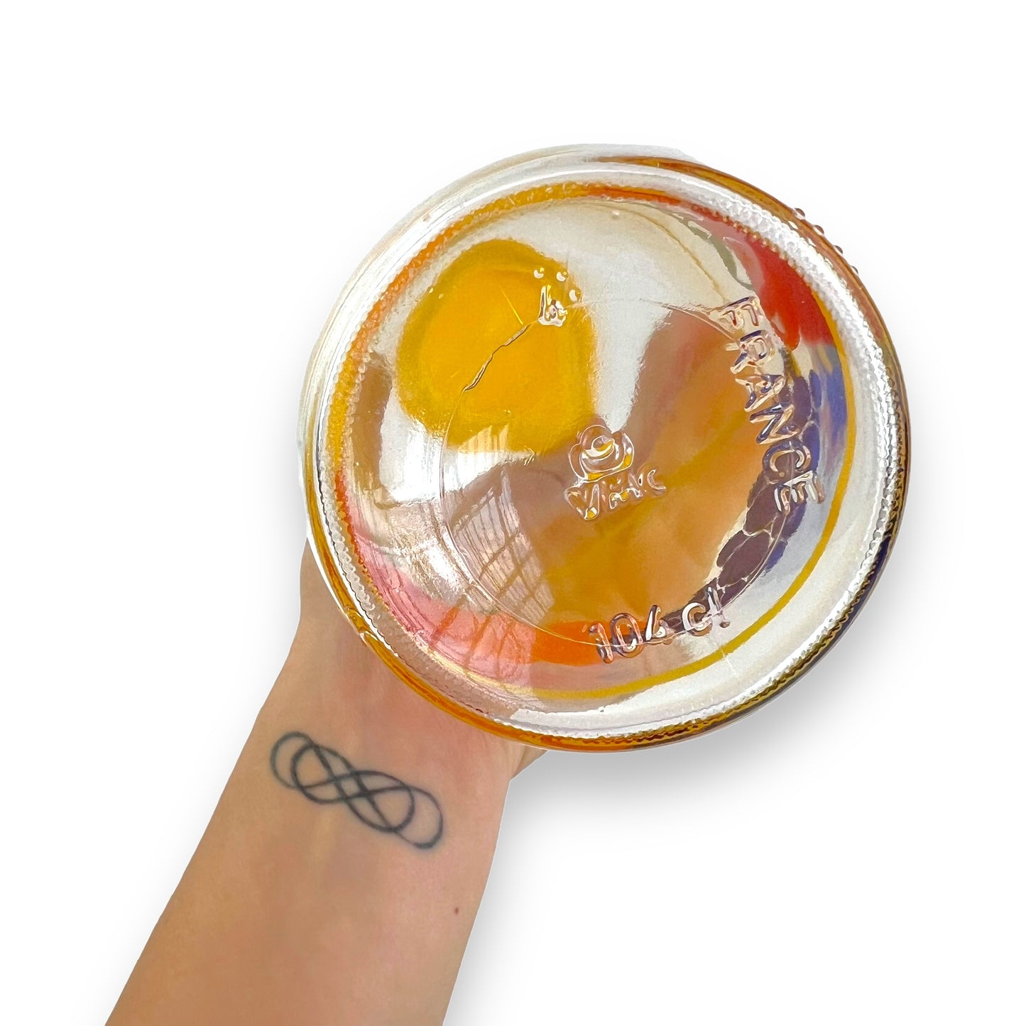 Glass Fruit bottle yellow lid