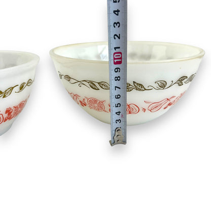 Pair of Vintage Fruit Design Milk Glass Bowls