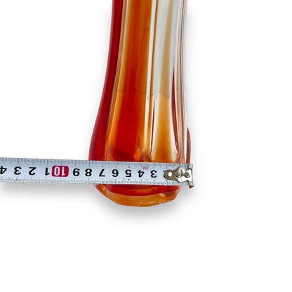 Red Candy Stripe Art Glass Stem Vase