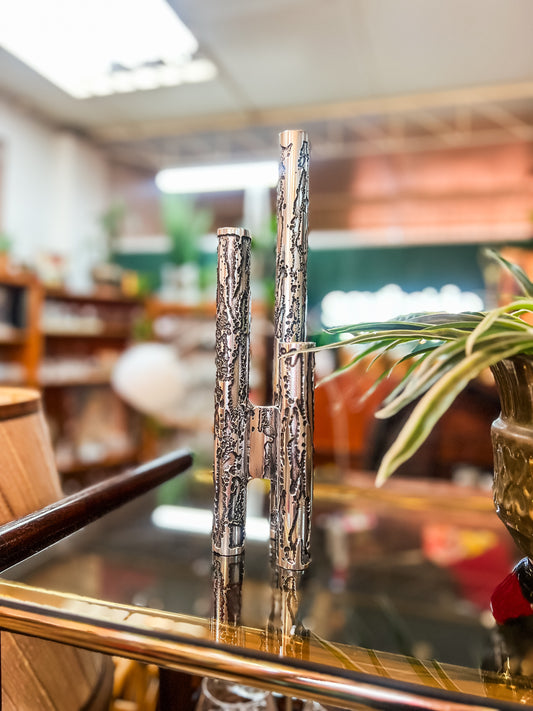 Brutalist Chrome Candle Holder