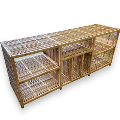 Cane Wicker Console Media Unit / Storage Shelving