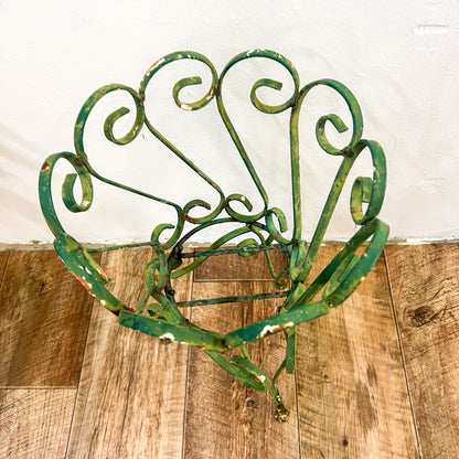 Vintage green swirl metal plant pot holder