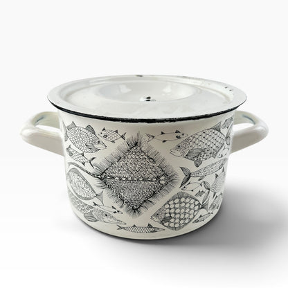 Finel Finland ‘Neptun’ Enamel Lidded Pot – Fish Pattern