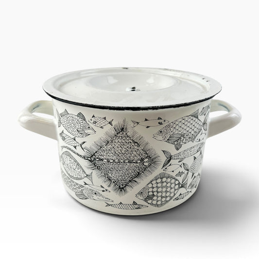Finel Finland ‘Neptun’ Enamel Lidded Pot – Fish Pattern