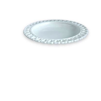 White glass plate love heart cutout edge