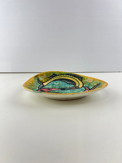 Hand-Painted Modernist Fish Ceramic Dish