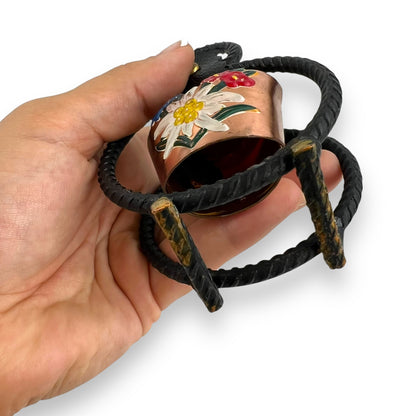 Napkin Holder with Hand-Painted Brass Cow Bell
