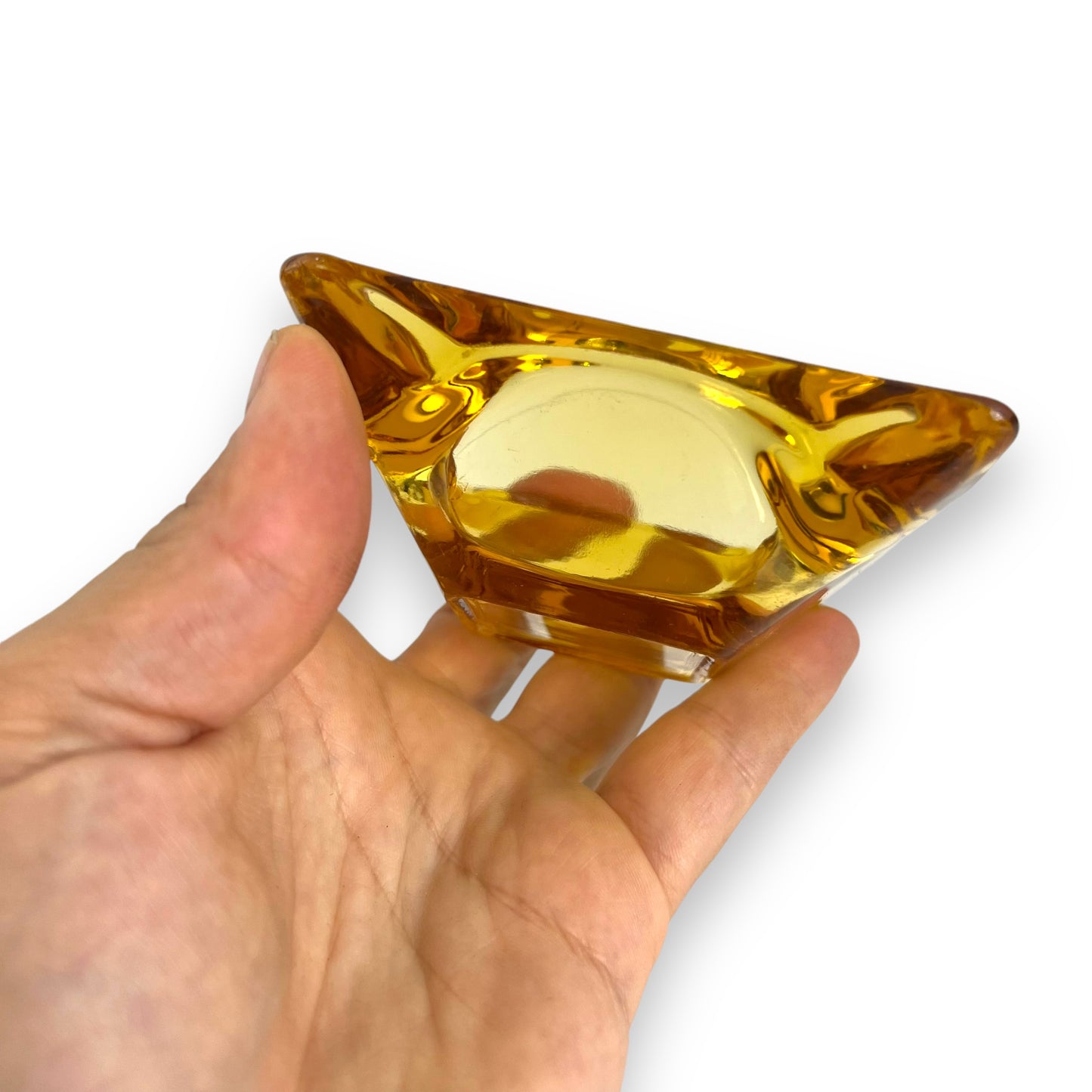 Yellow glass square ashtray